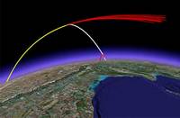 Diagram showing the trajectory of the anti-satellite missile