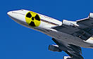 airplane with nuclear symbol